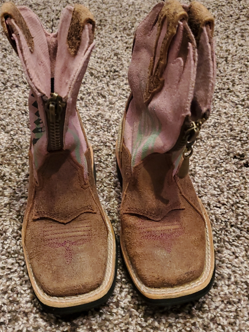Girls Ariat Zip Up Cowgirl Boots Sz 8